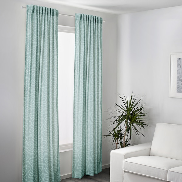 IKEA ÅKERMOLKE curtains, 1 pair, light blue, 57x98 in Blue, Ikea Ireland | 3987ISNTM