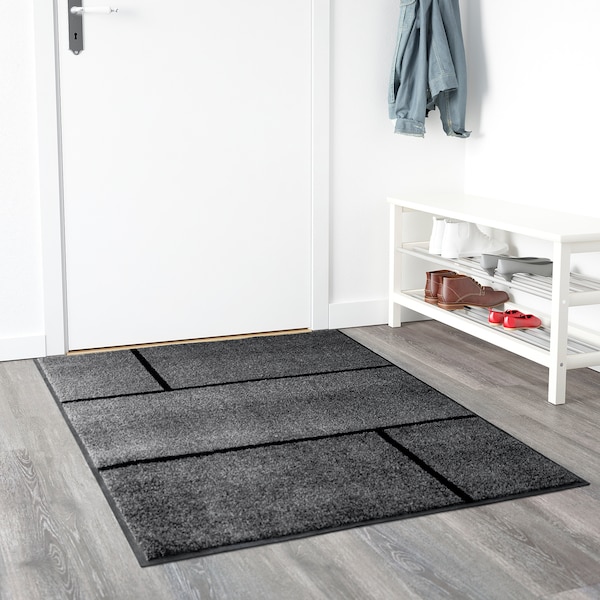 IKEA KÖGE door mat, 3'4 inx5'0 in Gray / Black, Ikea Ireland | 5891CVLPY