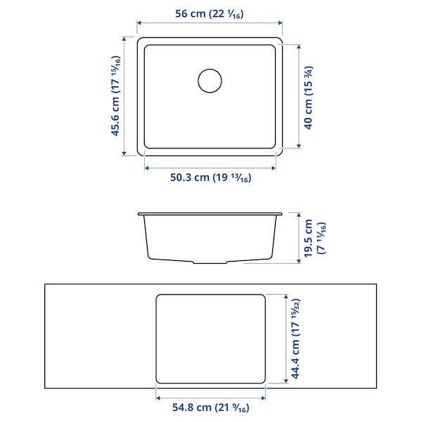 IKEA KILSVIKEN sink, 22x18 1/8 in Black Quartz Composite, Ikea Ireland | 0231EGPDA