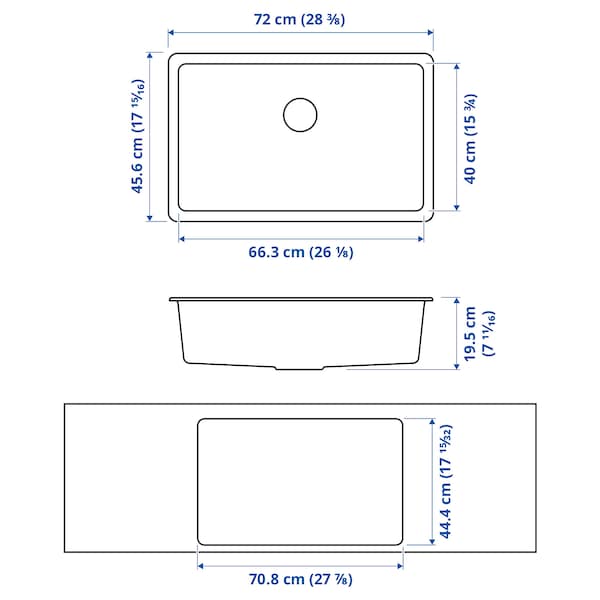 IKEA KILSVIKEN sink, black quartz composite, 28 3/8x18 1/8 in, Ikea Ireland | 8796FZJUP
