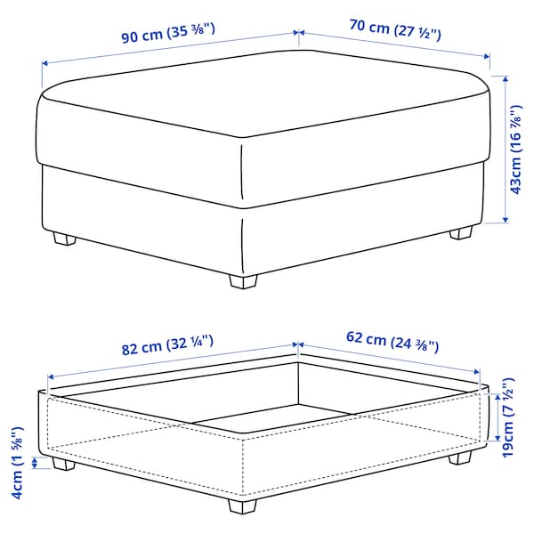 IKEA KIVIK ottoman with storage Gunnared Light Green, Ikea Ireland | 5918URECH