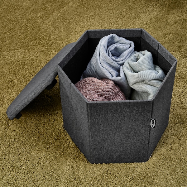 IKEA KJUGE ottoman with storage Knisa Dark Gray, Ikea Ireland | 9360JGUPB