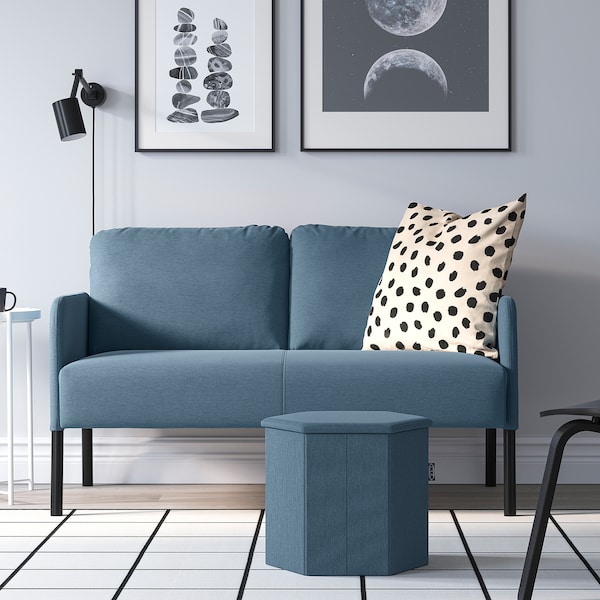 IKEA KJUGE ottoman with storage Knisa Medium Blue, Ikea Ireland | 0468BEVLU