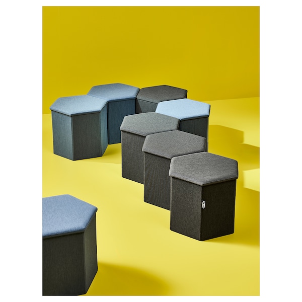 IKEA KJUGE ottoman with storage Knisa Medium Blue, Ikea Ireland | 0468BEVLU