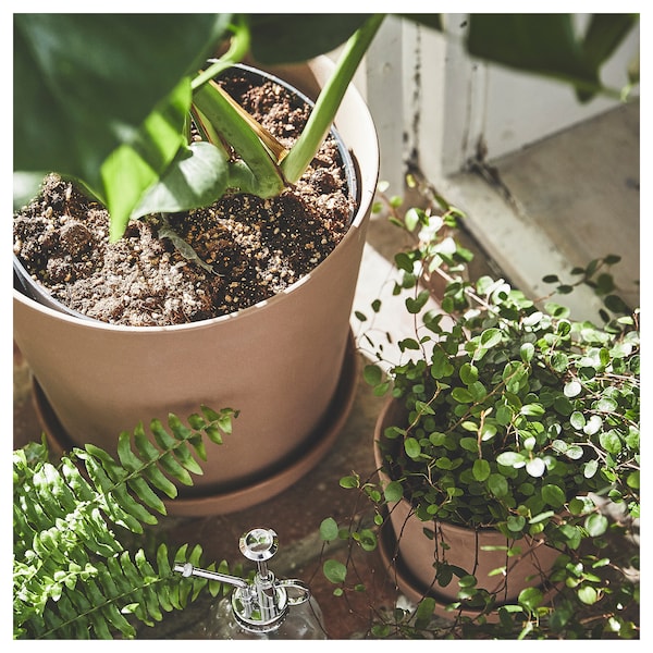 IKEA KLARBÄR plant pot with saucer, indoor/outdoor brown, 9 ½ in, Ikea Ireland | 1520KVLEN