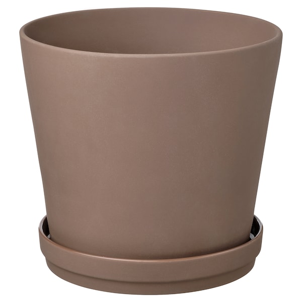 IKEA KLARBÄR plant pot with saucer, indoor/outdoor brown, 9 ½ in, Ikea Ireland | 1520KVLEN