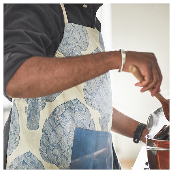 IKEA KÅLFJÄRIL apron, patterned blue/light beige, 26x33 in, Ikea Ireland | 5341BXSHU