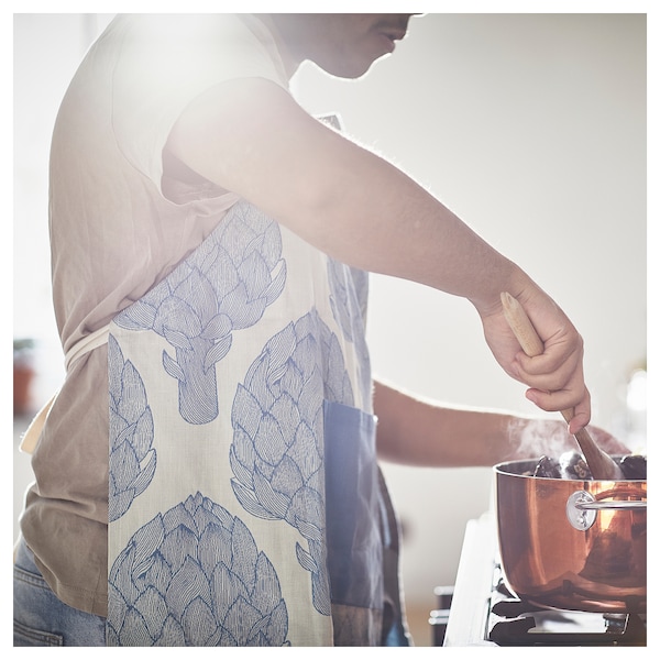 IKEA KÅLFJÄRIL apron, patterned blue/light beige, 26x33 in, Ikea Ireland | 5341BXSHU
