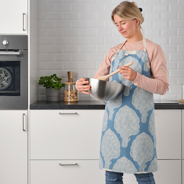 IKEA KÅLFJÄRIL apron, patterned blue/light beige, 26x33 in, Ikea Ireland | 5341BXSHU