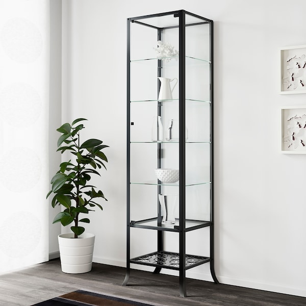 IKEA KLINGSBO Glass-door cabinet, black, clear glass, 17 3/4x70 7/8 in, Ikea Ireland | 8356TSKRD