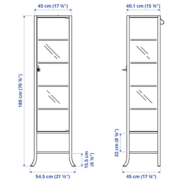 IKEA KLINGSBO Glass-door cabinet, black, clear glass, 17 3/4x70 7/8 in, Ikea Ireland | 8356TSKRD