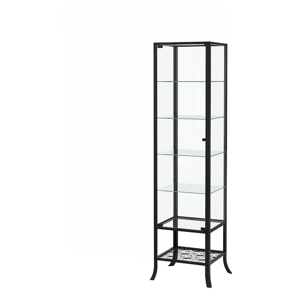 IKEA KLINGSBO Glass-door cabinet, black, clear glass, 17 3/4x70 7/8 in, Ikea Ireland | 8356TSKRD