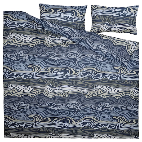 IKEA KLIPPNEJLIKA duvet cover and pillowcase(s), King Blue / Multicolor, Ikea Ireland | 8231BPGDI