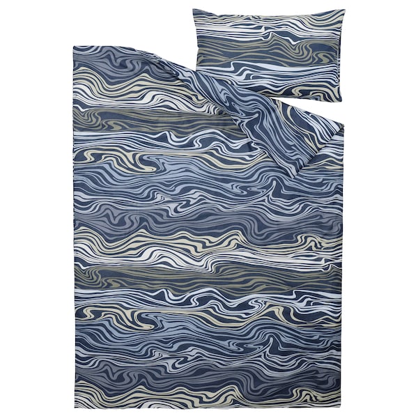IKEA KLIPPNEJLIKA duvet cover and pillowcase(s), Twin Blue / Multicolor, Ikea Ireland | 5308FHMAG