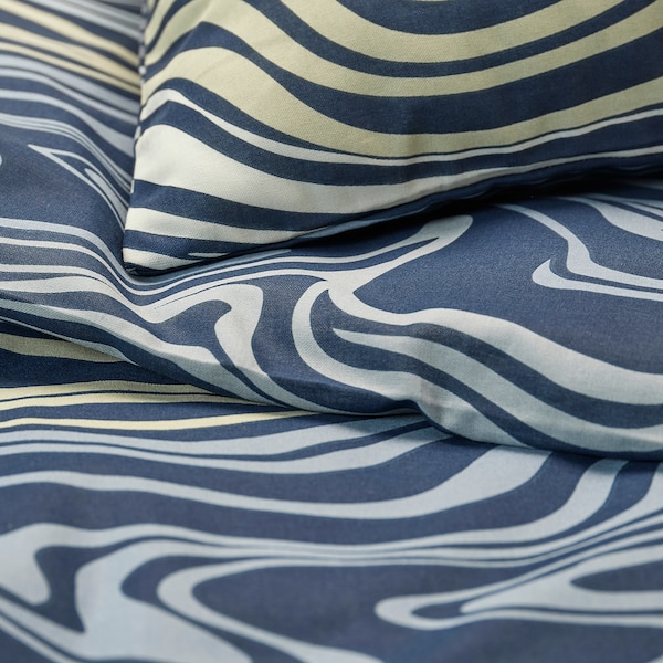 IKEA KLIPPNEJLIKA duvet cover and pillowcase(s), Twin Blue / Multicolor, Ikea Ireland | 5308FHMAG