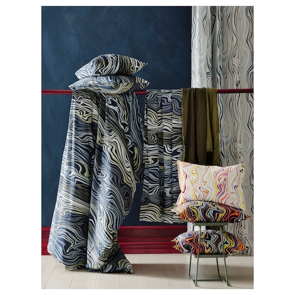IKEA KLIPPNEJLIKA duvet cover and pillowcase(s), Twin Blue / Multicolor, Ikea Ireland | 5308FHMAG