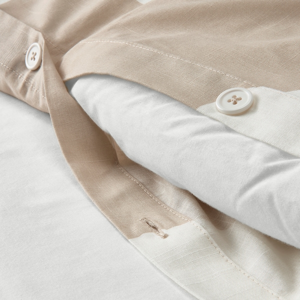 IKEA KLYNNETÅG duvet cover and pillowcase(s), Full/Queen (Double/Queen) Beige / White / Dotted, Ikea Ireland | 1964JKTIR