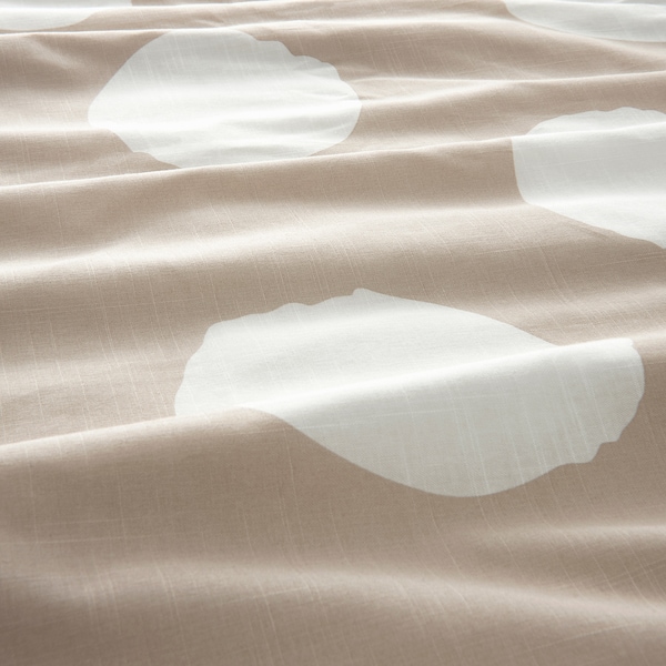 IKEA KLYNNETÅG duvet cover and pillowcase(s), Full/Queen (Double/Queen) Beige / White / Dotted, Ikea Ireland | 1964JKTIR