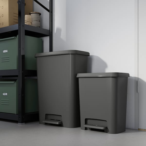 IKEA KNÖCKLA step trash can, dark gray, 13 gallon, Ikea Ireland | 2340SUGNF