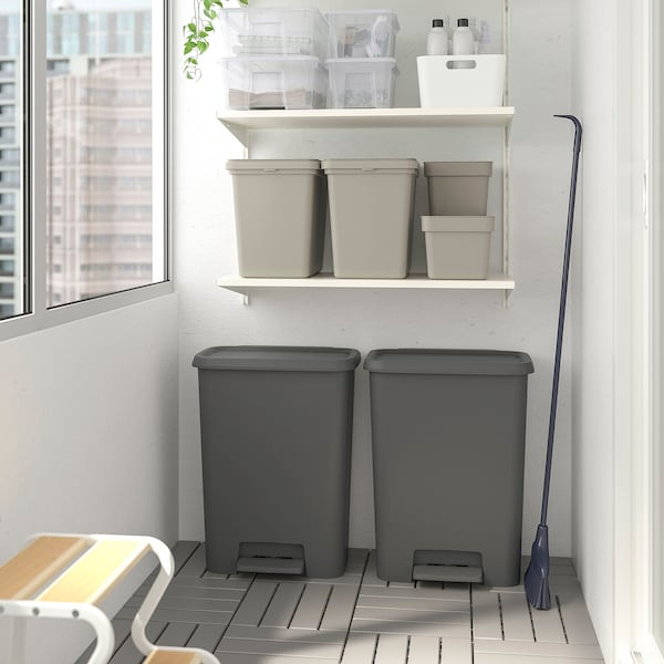 IKEA KNÖCKLA step trash can, dark gray, 13 gallon, Ikea Ireland | 2340SUGNF