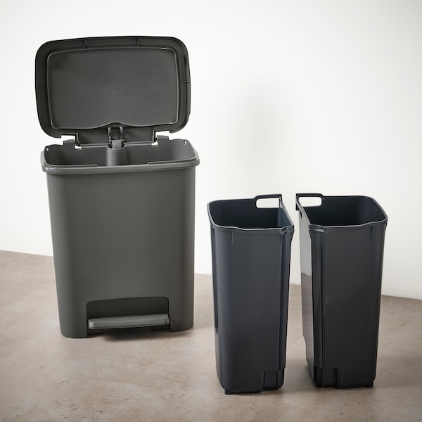 IKEA KNÖCKLA step trash can, dark gray, 7 gallon, Ikea Ireland | 1732DRYHM