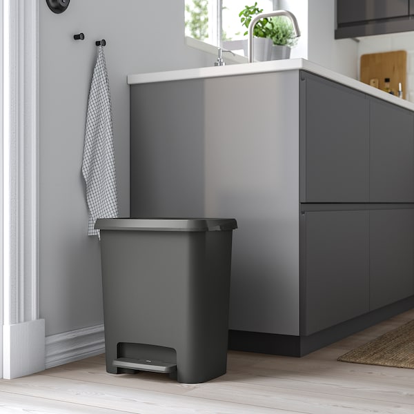 IKEA KNÖCKLA step trash can, dark gray, 7 gallon, Ikea Ireland | 1732DRYHM