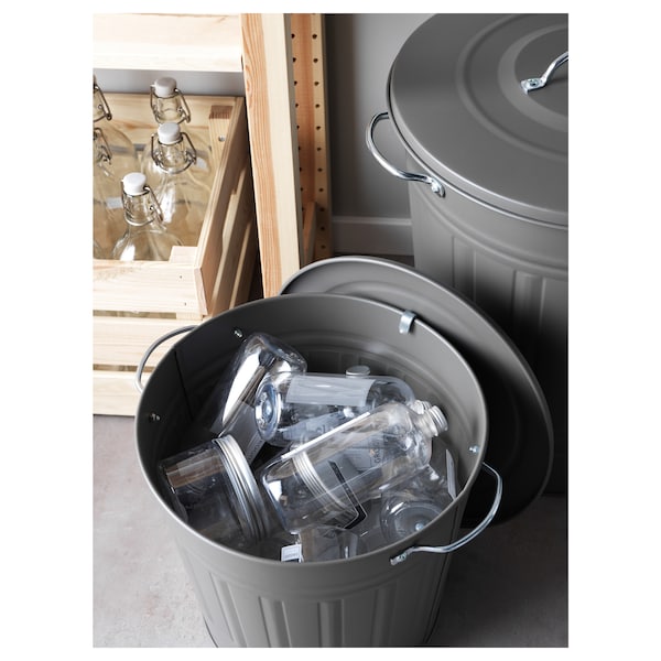 IKEA KNODD Bin with lid, gray, Height: 12 ½ in Diameter: 13 ½ in, Ikea Ireland | 2315ULXNC