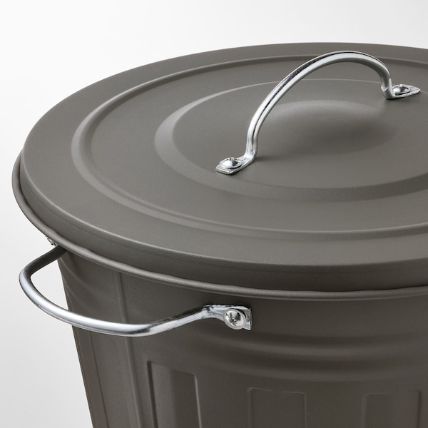 IKEA KNODD Bin with lid, gray, Height: 12 ½ in Diameter: 13 ½ in, Ikea Ireland | 2315ULXNC