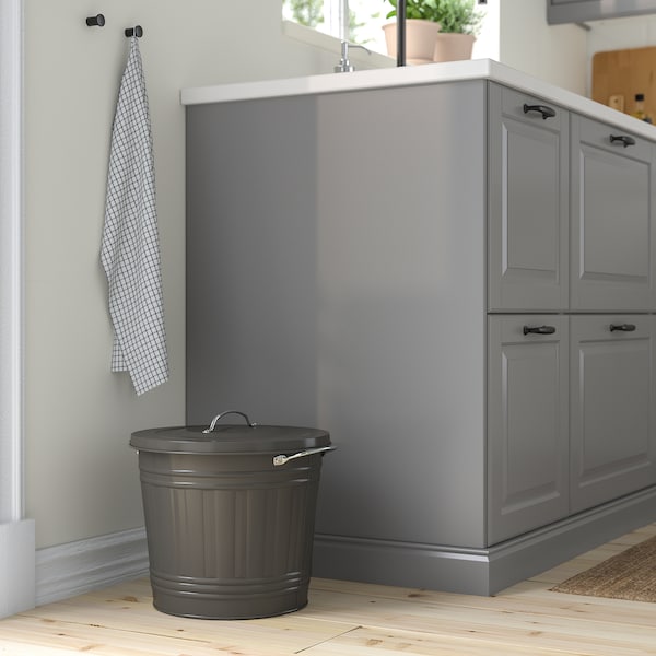 IKEA KNODD Bin with lid, gray, Height: 12 ½ in Diameter: 13 ½ in, Ikea Ireland | 2315ULXNC
