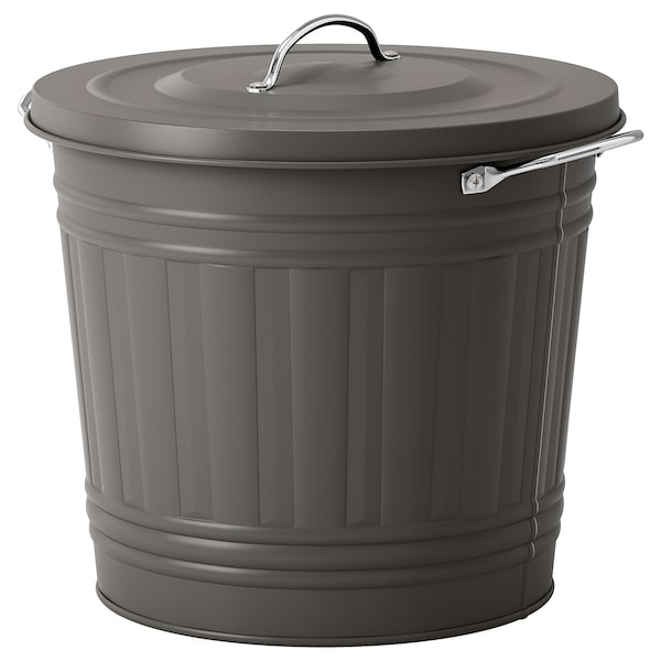 IKEA KNODD Bin with lid, gray, Height: 12 ½ in Diameter: 13 ½ in, Ikea Ireland | 2315ULXNC