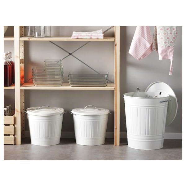 IKEA KNODD bin with lid, white, 4 gallon, Ikea Ireland | 4025ULGSV
