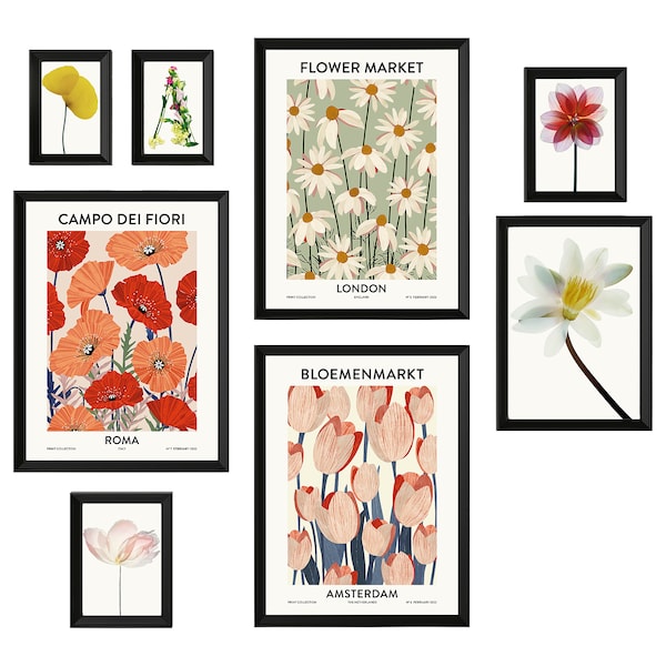 IKEA KNOPPÄNG frame with poster, set of 8, flower market, Ikea Ireland | 6097CVLBX