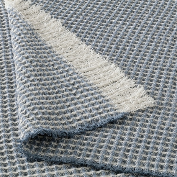 IKEA KOHORNSMAL throw, light blue/off-white, 51x67 in, Ikea Ireland | 6251ZXBNO
