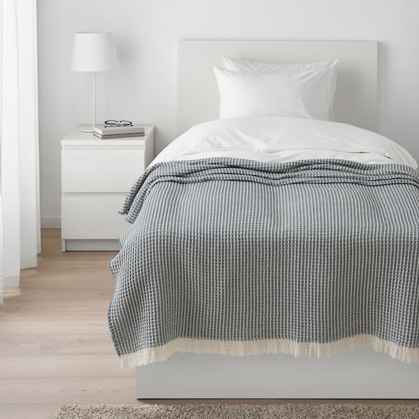 IKEA KOHORNSMAL throw, light blue/off-white, 51x67 in, Ikea Ireland | 6251ZXBNO