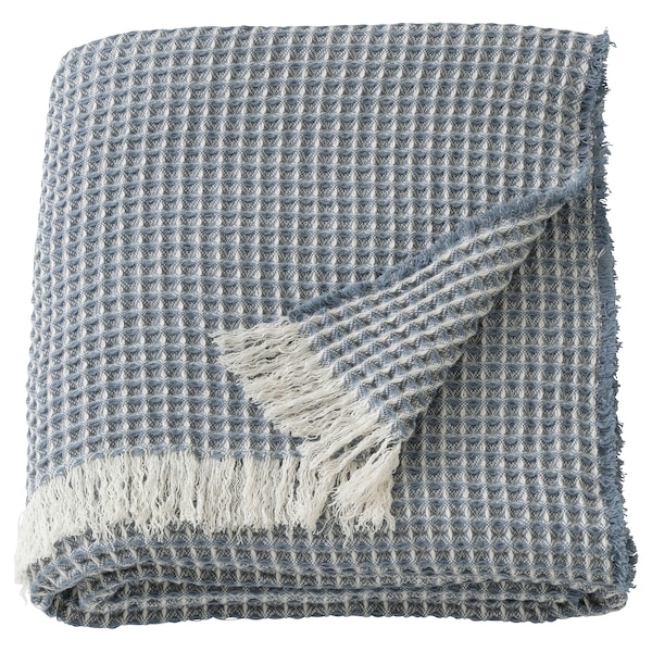 IKEA KOHORNSMAL throw, light blue/off-white, 51x67 in, Ikea Ireland | 6251ZXBNO