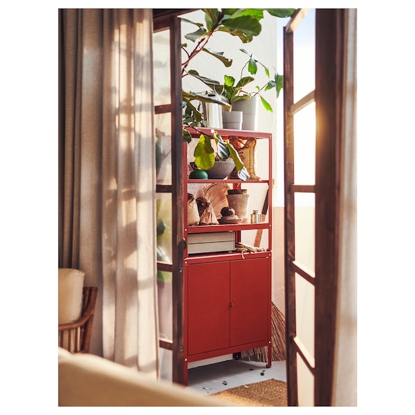 IKEA KOLBJÖRN shelving unit with cabinet, 31 1/2x14 5/8x63 3/8 in Brown / Red, Ikea Ireland | 2314LEKFT