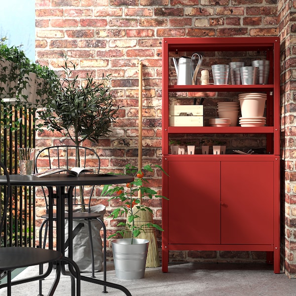 IKEA KOLBJÖRN shelving unit with cabinet, 31 1/2x14 5/8x63 3/8 in Brown / Red, Ikea Ireland | 2314LEKFT