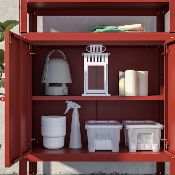 IKEA KOLBJÖRN shelving unit with cabinet, 31 1/2x14 5/8x63 3/8 in Brown / Red, Ikea Ireland | 2314LEKFT