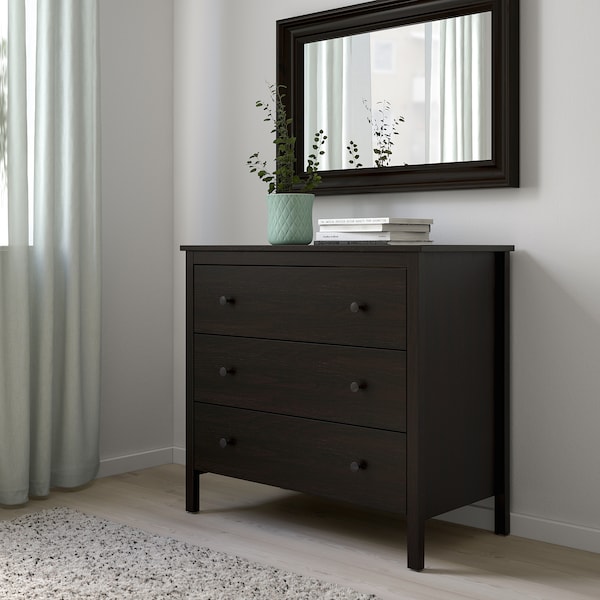 IKEA KOPPANG 3-drawer chest, 35 3/8x32 5/8 in Black / Brown, Ikea Ireland | 5980NDAHL