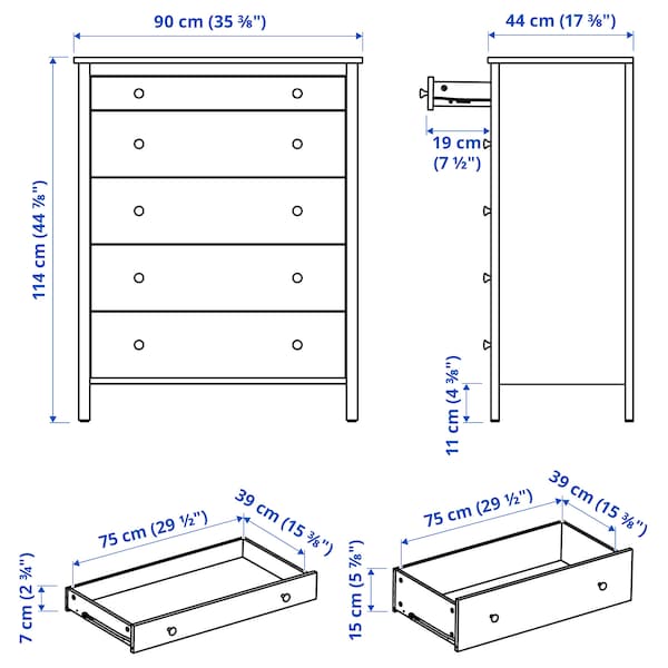 IKEA KOPPANG 5-drawer chest, 35 3/8x44 7/8 in Black / Brown, Ikea Ireland | 7830HJCMK