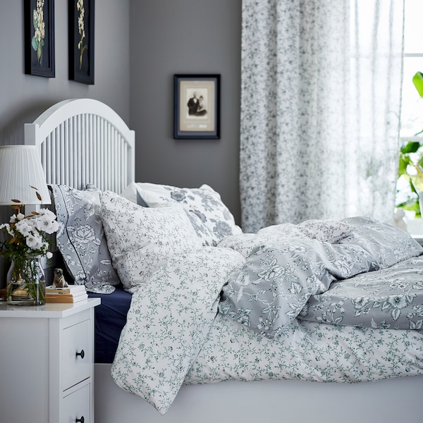 IKEA KOPPARRANKA duvet cover and pillowcase(s), Full/Queen (Double/Queen) White / Dark Gray, Ikea Ireland | 4205GBPTR