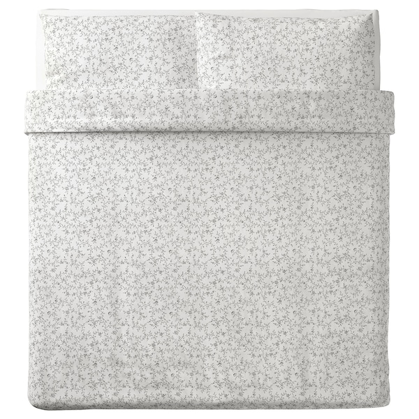 IKEA KOPPARRANKA duvet cover and pillowcase(s), King White / Dark Gray, Ikea Ireland | 9210GHAUE