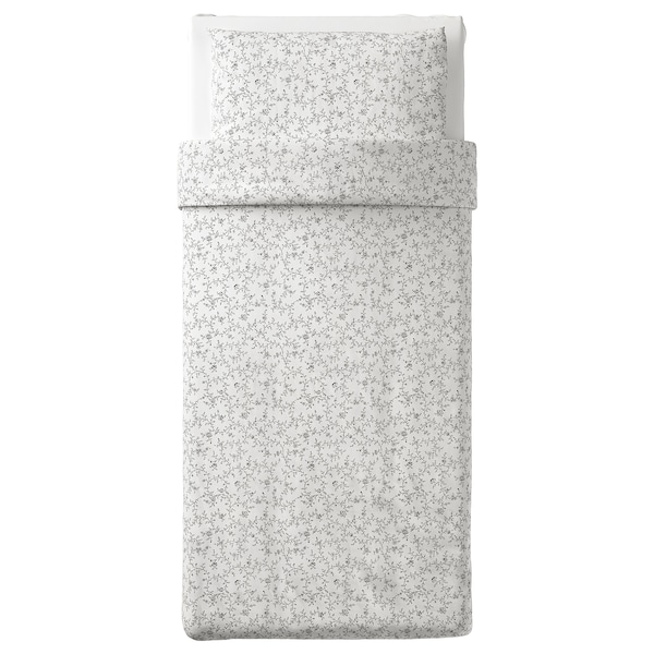 IKEA KOPPARRANKA duvet cover and pillowcase(s), Twin White / Dark Gray, Ikea Ireland | 5062QDOZY