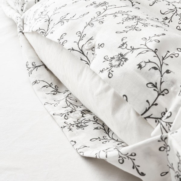 IKEA KOPPARRANKA duvet cover and pillowcase(s), Twin White / Dark Gray, Ikea Ireland | 5062QDOZY
