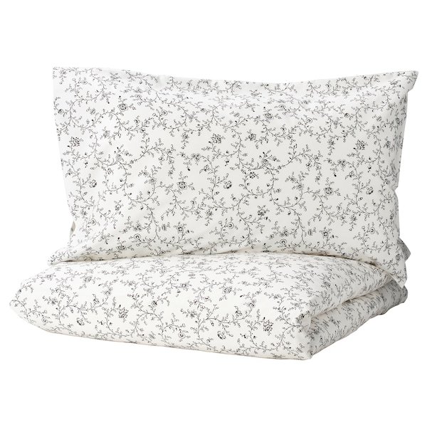 IKEA KOPPARRANKA duvet cover and pillowcase(s), Twin White / Dark Gray, Ikea Ireland | 5062QDOZY