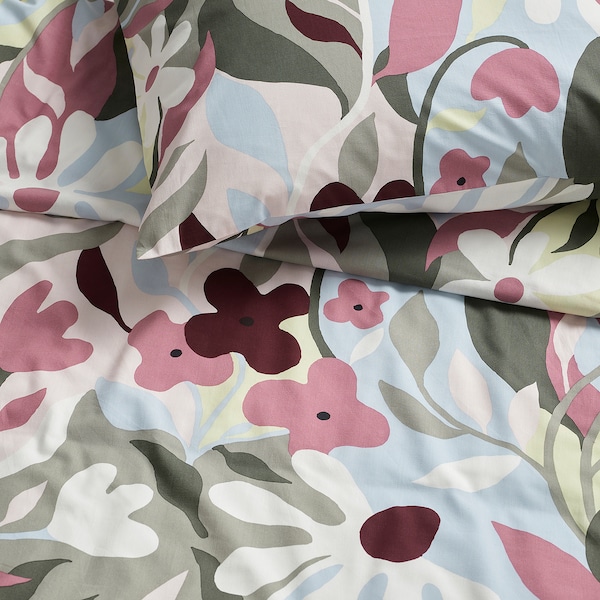 IKEA KORSKOVALL duvet cover and pillowcase(s), Twin Multicolor / Floral Pattern, Ikea Ireland | 2736DHWFG