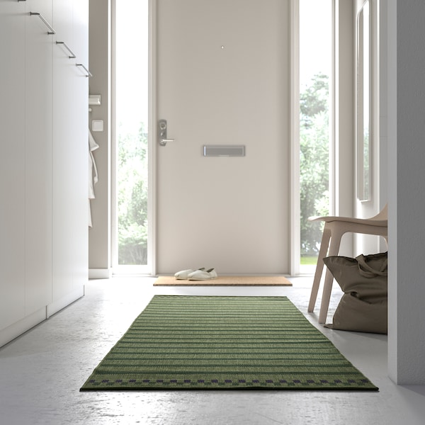 IKEA KORSNING rug flatwoven, in/outdoor, 2'7 inx8'2 in Green Purple / Stripe, Ikea Ireland | 2168VZYJO