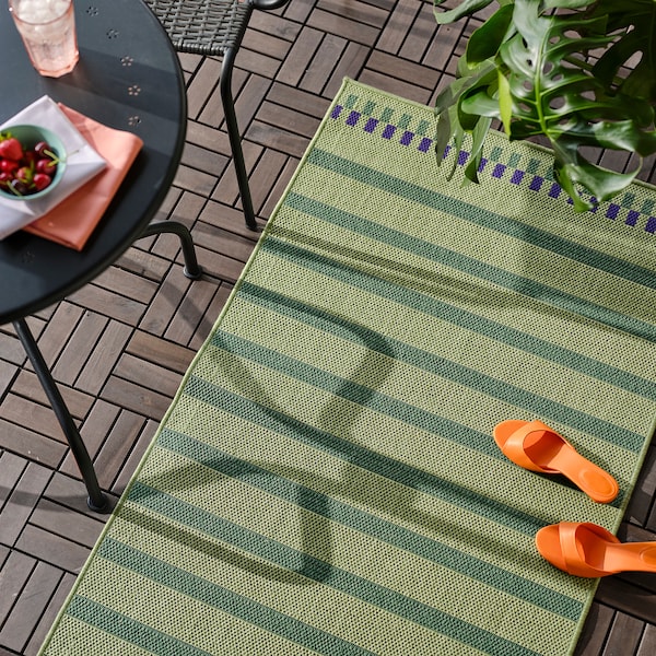 IKEA KORSNING rug flatwoven, in/outdoor, 2'7 inx8'2 in Green Purple / Stripe, Ikea Ireland | 2168VZYJO