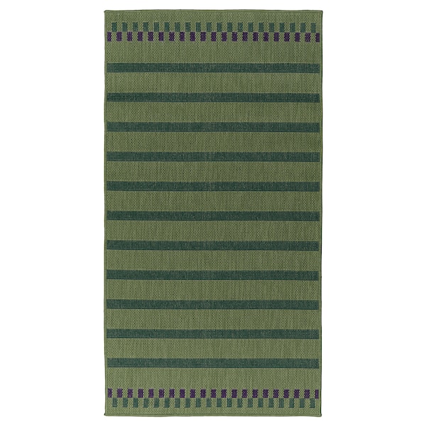 IKEA KORSNING rug flatwoven, in/outdoor, 2\'7 inx4\'11 in Green Purple / Stripe, Ikea Ireland | 6724ZMLFA