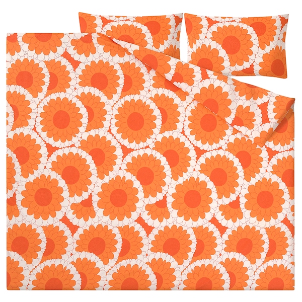 IKEA KRANSMALVA duvet cover and pillowcase(s), Full/Queen (Double/Queen) Orange, Ikea Ireland | 2816NZQHG